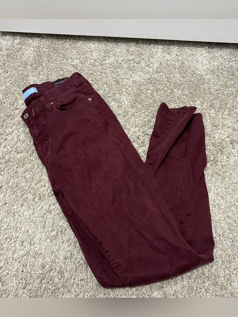7 For All Mankind Blair Cord Pants in Wine